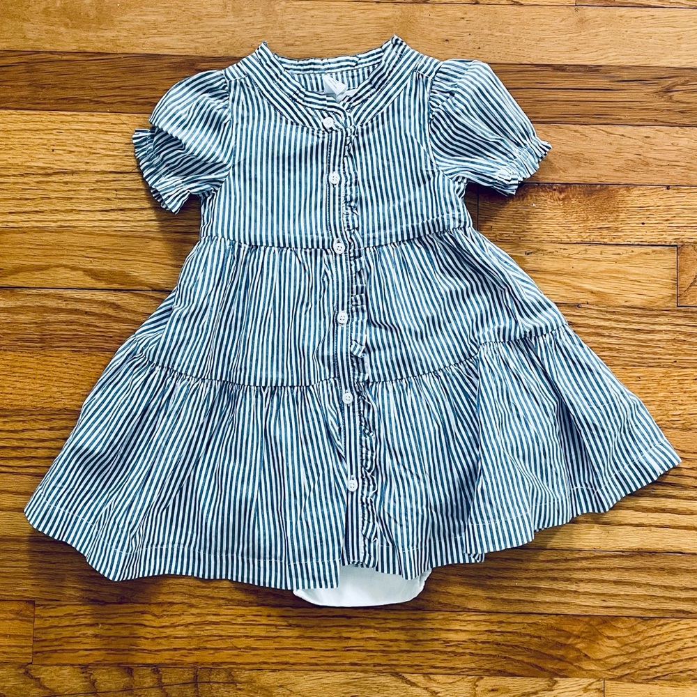 NWT BabyGap ruffle shirtdress, blue stripe, 2T